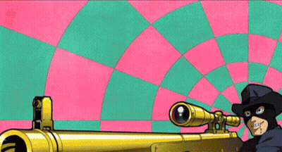 A Cartoon Of A Man Holding A Sniper Rifle With Chinese Writing On The Bottom GIF