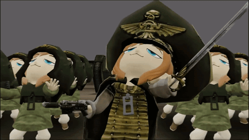A Cartoon Of A Man Holding A Sword And A Gun With The Letter B On His Chest GIF