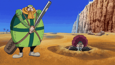 A Cartoon Of A Man Holding A Sword Next To A Hole In The Ground GIF
