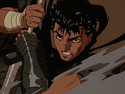 A Cartoon Of A Man Holding A Sword With Bandages On His Hands GIF