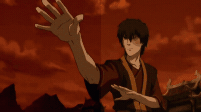 A Cartoon Of A Man Holding A Sword With Fire Coming Out Of His Hand GIF