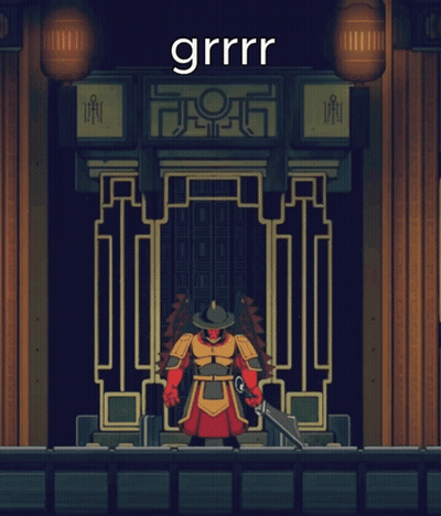 A Cartoon Of A Man Holding A Sword With The Word Grrr Written Above Him GIF