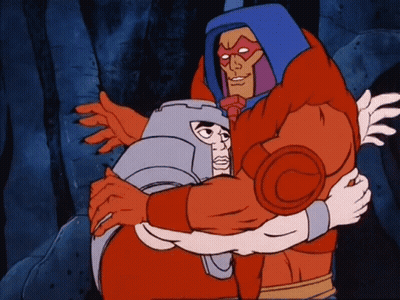 A Cartoon Of A Man Hugging Another Man GIF