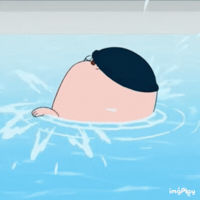A Cartoon Of A Man In A Bathing Suit Is Swimming In A Pool GIF