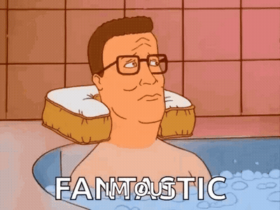 A Cartoon Of A Man In A Bathtub With The Words Fantastic On The Bottom GIF