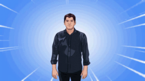 A Cartoon Of A Man In A Black Shirt GIF