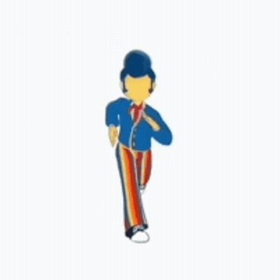 A Cartoon Of A Man In A Blue Jacket And Striped Pants Walking . GIF