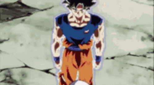 A Cartoon Of A Man In A Blue Shirt And Orange Pants Standing On A Rock . GIF