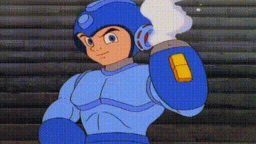 A Cartoon Of A Man In A Blue Superhero Costume Holding A Foam Cannon . GIF