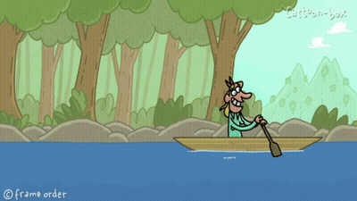A Cartoon Of A Man In A Boat With The Words Frame Order Below GIF