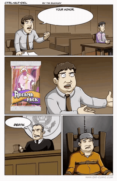 A Cartoon Of A Man In A Courtroom With An Arcana Pack GIF