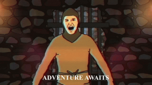 A Cartoon Of A Man In A Hood And The Word Huzzah GIF