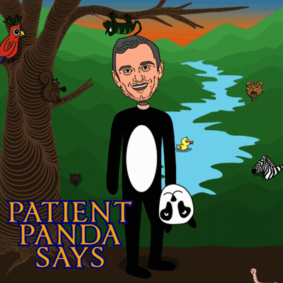 A Cartoon Of A Man In A Panda Costume With The Words Patient Panda Says GIF