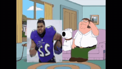 A Cartoon Of A Man In A Ravens Jersey With The Number 55 On His Jersey GIF