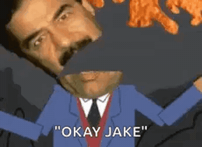 A Cartoon Of A Man In A Suit And Tie Holding A Bag Of Chips . GIF