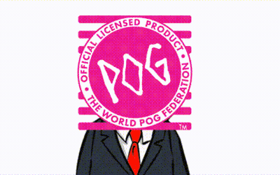 A Cartoon Of A Man In A Suit And Tie Holding A Sign That Says Pog GIF