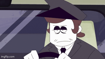 A Cartoon Of A Man In A Suit And Tie Is Driving A Car .. GIF