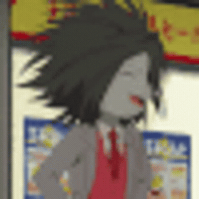 A Cartoon Of A Man In A Suit And Tie Is Standing In Front Of A Sign . GIF
