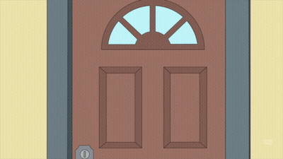 A Cartoon Of A Man In A Suit And Tie Peeking Out Of A Door With A Cbs Logo In The Corner GIF