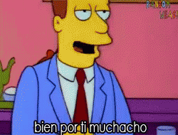 A Cartoon Of A Man In A Suit And Tie Says Bien Por Ti Muchacho GIF