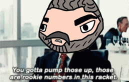 A Cartoon Of A Man In A Suit And Tie Says You Gotta Pump Those Up GIF