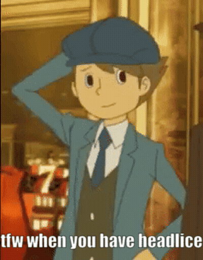 A Cartoon Of A Man In A Suit And Tie Scratching His Head With The Words Tfw When You Have Headlice GIF