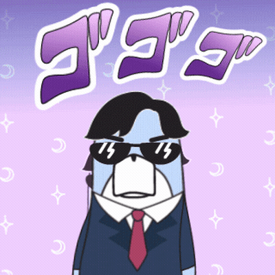 A Cartoon Of A Man In A Suit And Tie Wearing Sunglasses With The Word Jojo Behind Him GIF