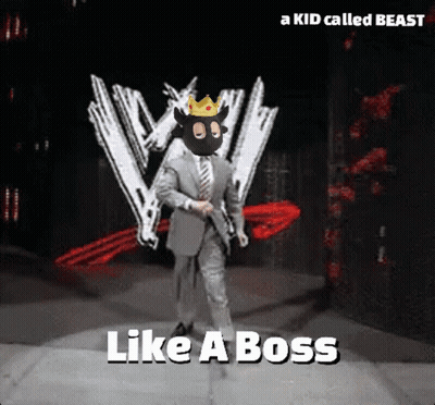 A Cartoon Of A Man In A Suit And Tie With A Crown On His Head Says Like A Boss GIF
