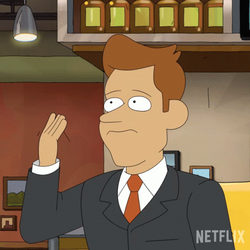 A Cartoon Of A Man In A Suit And Tie With Netflix Written On The Bottom Right GIF