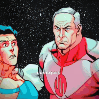 A Cartoon Of A Man In A Superhero Costume With The Word Longquest On The Bottom Right Corner GIF