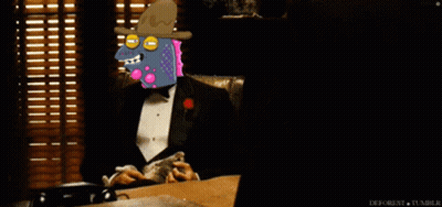 A Cartoon Of A Man In A Tuxedo With A Cowboy Hat On His Head GIF