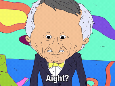 A Cartoon Of A Man In A Tuxedo With A Yellow Bow Tie Says Aight GIF