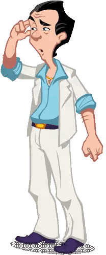 A Cartoon Of A Man In A White Suit And Blue Shirt Sticker