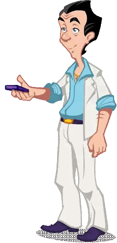 A Cartoon Of A Man In A White Suit Holding A Remote Control Sticker