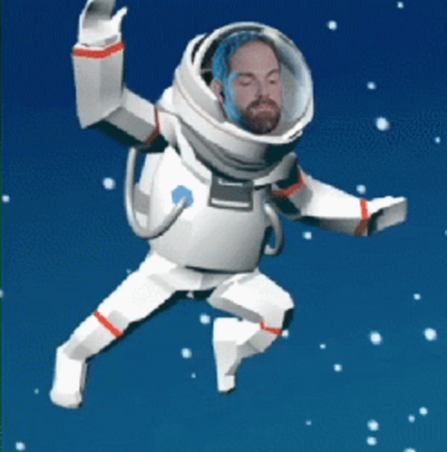 A Cartoon Of A Man In An Astronaut 'S Suit GIF