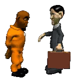 A Cartoon Of A Man In An Orange Jumpsuit Shaking Hands With Another Man Sticker