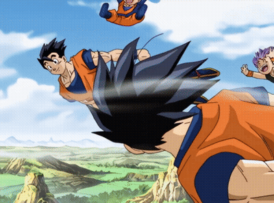 A Cartoon Of A Man In An Orange Shirt Kicking Another Man GIF