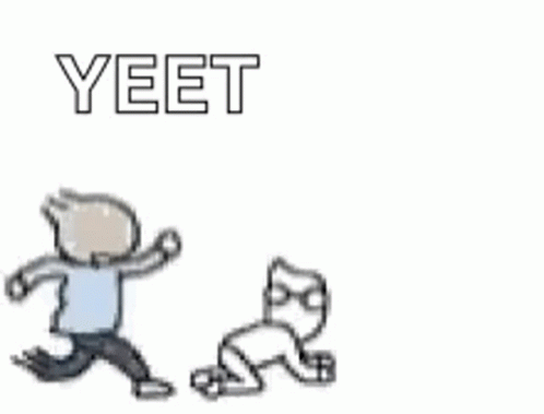 A Cartoon Of A Man Kicking A Teddy Bear With The Word Yeet . GIF