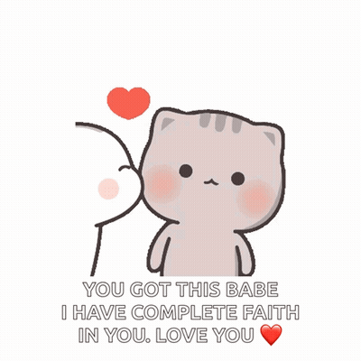 A Cartoon Of A Man Kissing A Cat On The Cheek With The Words You Got This Babe GIF