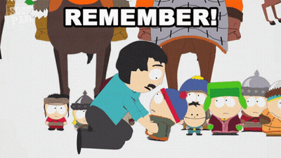 A Cartoon Of A Man Kneeling In Front Of A Group Of South Park Characters With The Caption Remember GIF