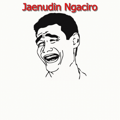 A Cartoon Of A Man Laughing With The Words Kangen Di Demo Below Him GIF
