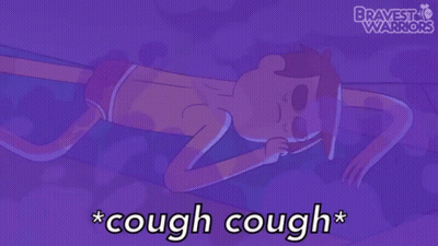 A Cartoon Of A Man Laying Down With The Words * Cough Cough * GIF