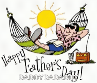 A Cartoon Of A Man Laying In A Hammock On Father 'S Day GIF
