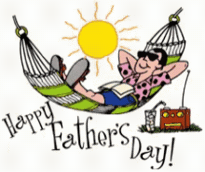 A Cartoon Of A Man Laying In A Hammock With The Words Happy Father 'S Day Written Below Him GIF