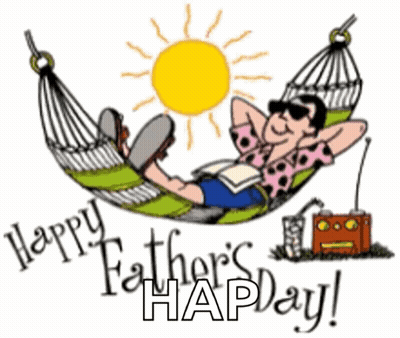 A Cartoon Of A Man Laying In A Hammock With The Words Happy Father 'S Hapday Below Him GIF