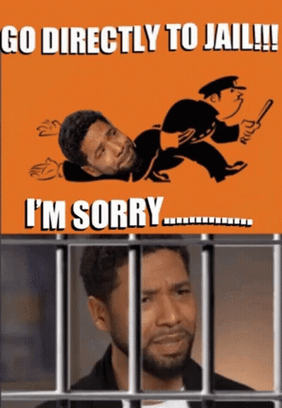 A Cartoon Of A Man Laying On The Ground With The Words Go Directly To Jail I 'M Sorry Below Him GIF