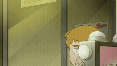 A Cartoon Of A Man Looking At Himself In A Mirror With A Sign Above Him That Says Bingo GIF