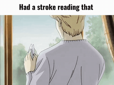 A Cartoon Of A Man Looking Out A Window With The Words Had A Stroke Reading That GIF