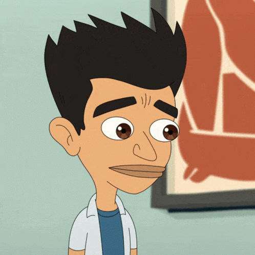A Cartoon Of A Man Making A Funny Face In Front Of A Picture GIF
