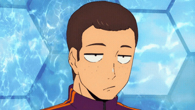 A Cartoon Of A Man Making A Funny Face With A Blue Background GIF